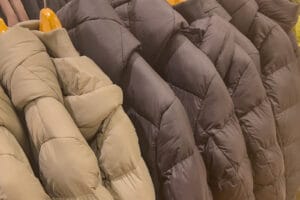 Down Jackets Winter Fashion On A Clothes Rack