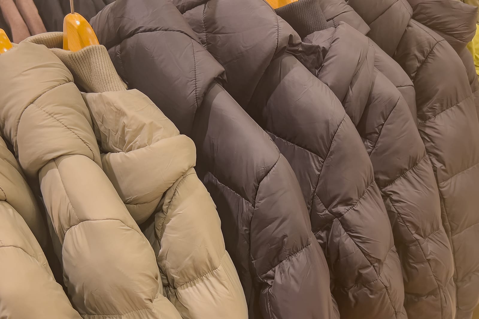 Down Jackets Winter Fashion On A Clothes Rack
