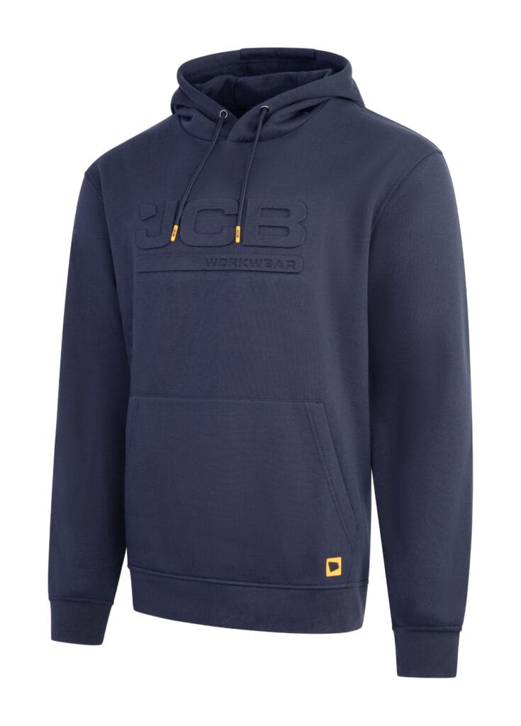 ウェア JBches JCB Workwear Embossed Hoody Navy – 270gsm Poly-Cotton Hoodie | JCB